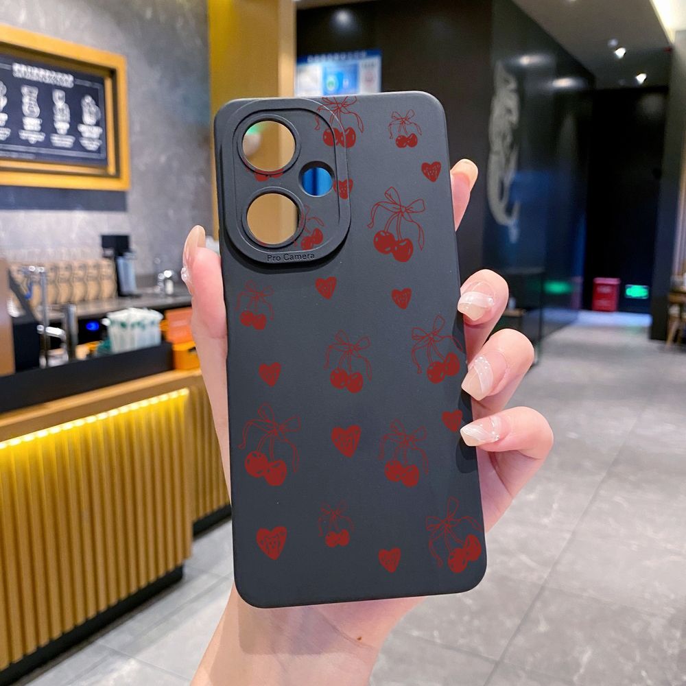 For VIVO Y28 Y03 Y18 Y17S Y27 Y15A Y15S Y02S Y02A Y36 Y33S Y12S Y12A Y01 Y1S Y20A Y22 Love Shape Cherry Full Protective Case Anti Drop Cover