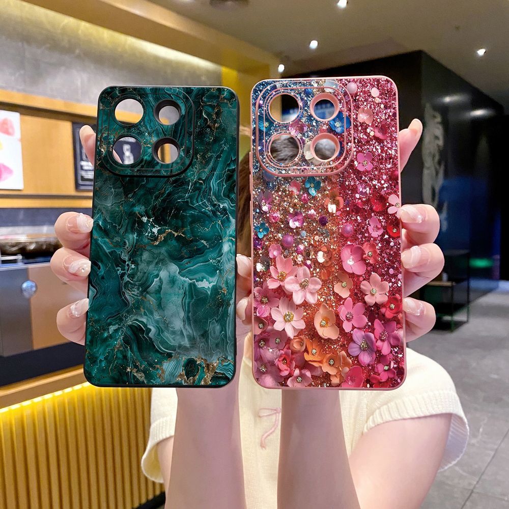 For Xiaomi Redmi Note 13 12 Pro 5G 12S 11S 13C A1 10 Pro 4G 10S Redmi 10C 9C Green Marbling Full Protective Case Anti Drop Cover