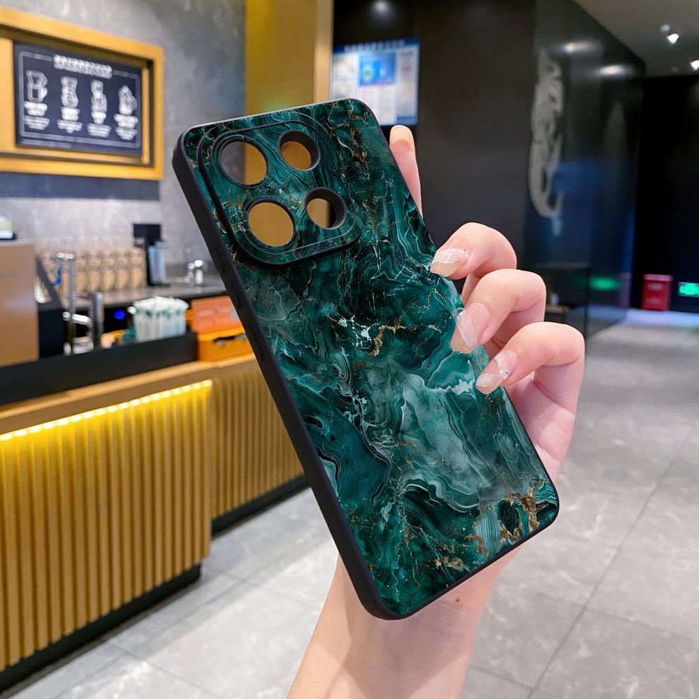 For Xiaomi Redmi Note 13 12 Pro 5G 12S 11S 13C A1 10 Pro 4G 10S Redmi 10C 9C Green Marbling Full Protective Case Anti Drop Cover