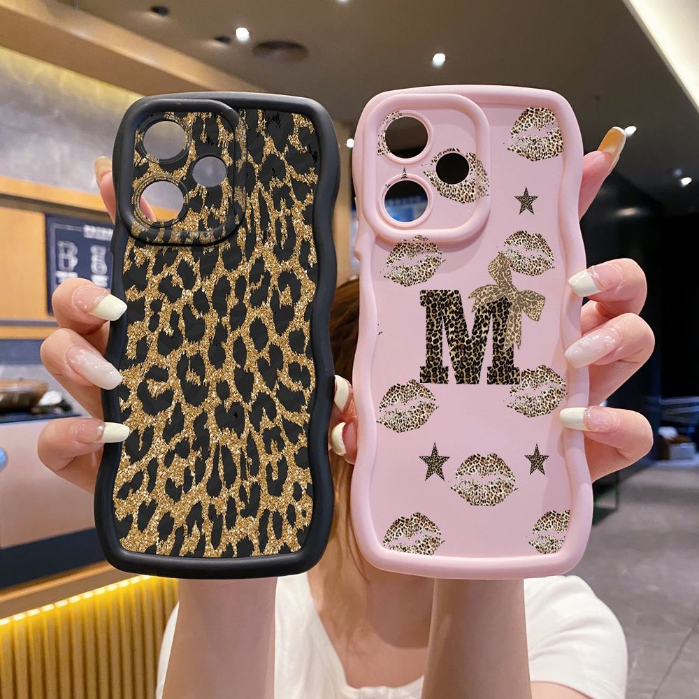 For OPPO Realme C67 C53 C51 Note 50 C21Y C25Y C33 C30 C35 9i Wild Leopard Print Wave Frame Phone Case Anti Drop Cover