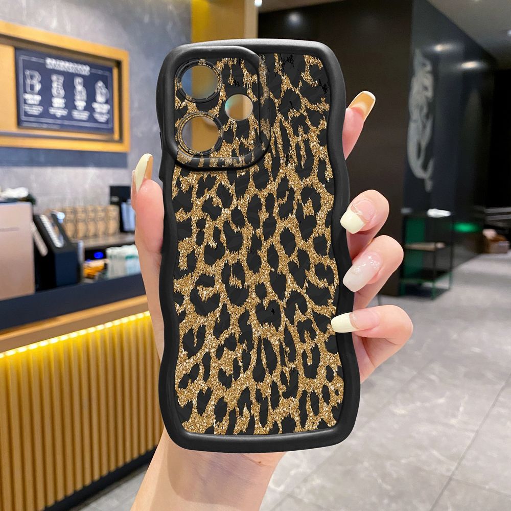 For OPPO Realme C67 C53 C51 Note 50 C21Y C25Y C33 C30 C35 9i Wild Leopard Print Wave Frame Phone Case Anti Drop Cover