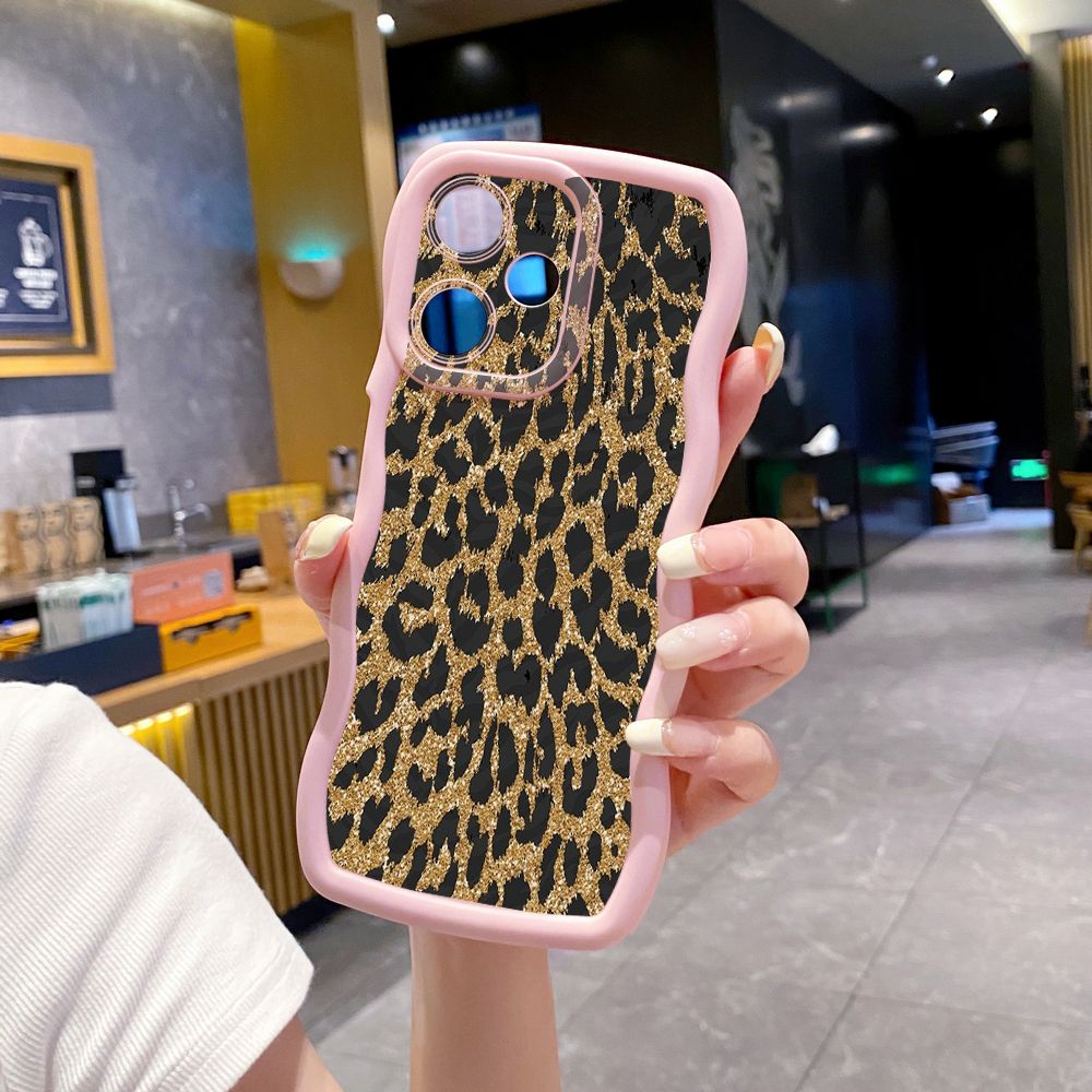 For Infinix Hot 40i 40 Pro Note 30 Play Smart 8 Pro 9 10 Play Lite Wild Leopard Print Wave Frame Phone Case Anti Drop Cover
