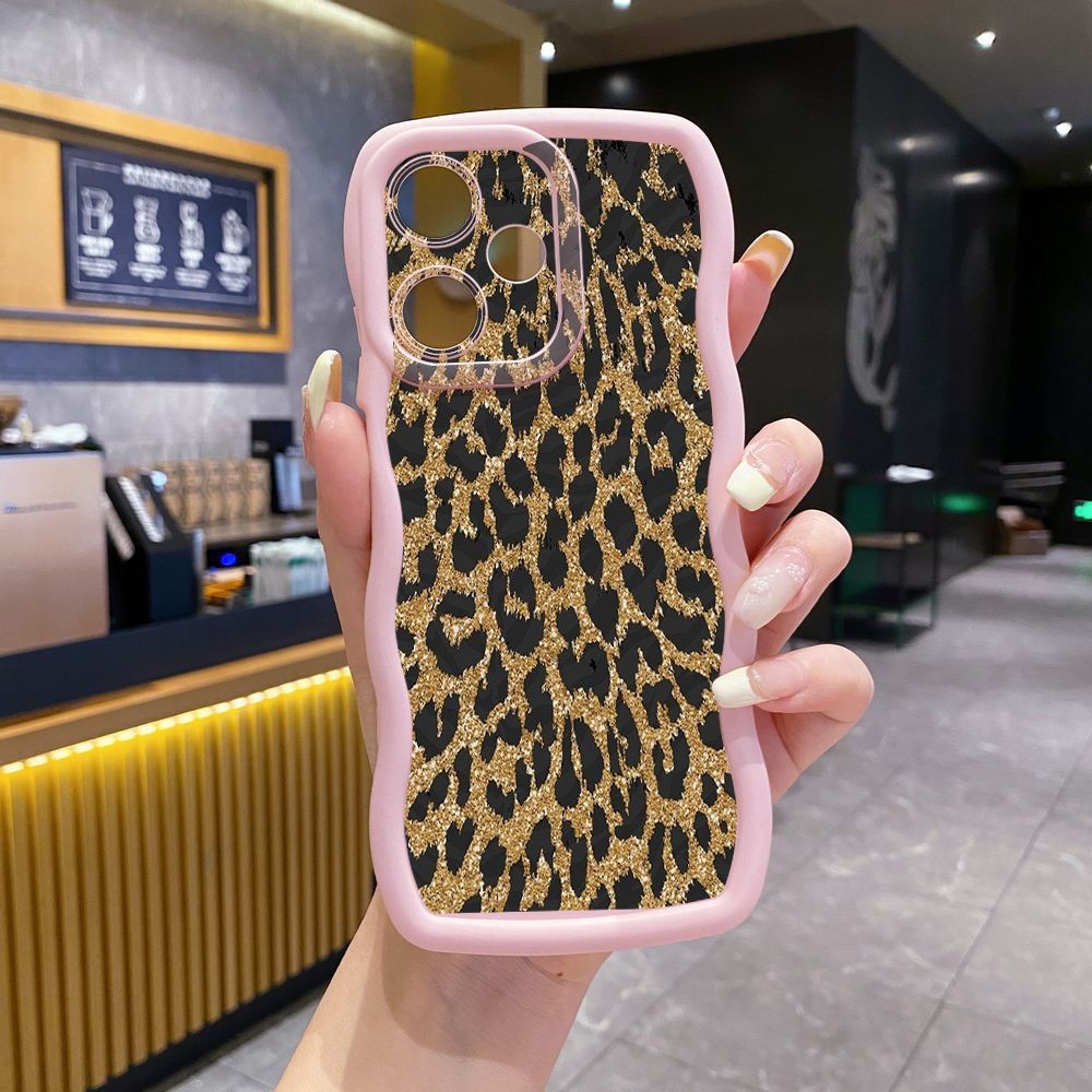 For Infinix Hot 40i 40 Pro Note 30 Play Smart 8 Pro 9 10 Play Lite Wild Leopard Print Wave Frame Phone Case Anti Drop Cover