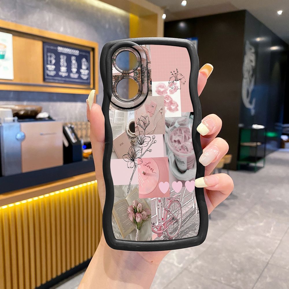 For OPPO A60 A18 A38 A17 A16 A57 A77 A59 A98 A78 A58 5G With God all things are Possible Wave Frame Phone Case Anti Drop Cover
