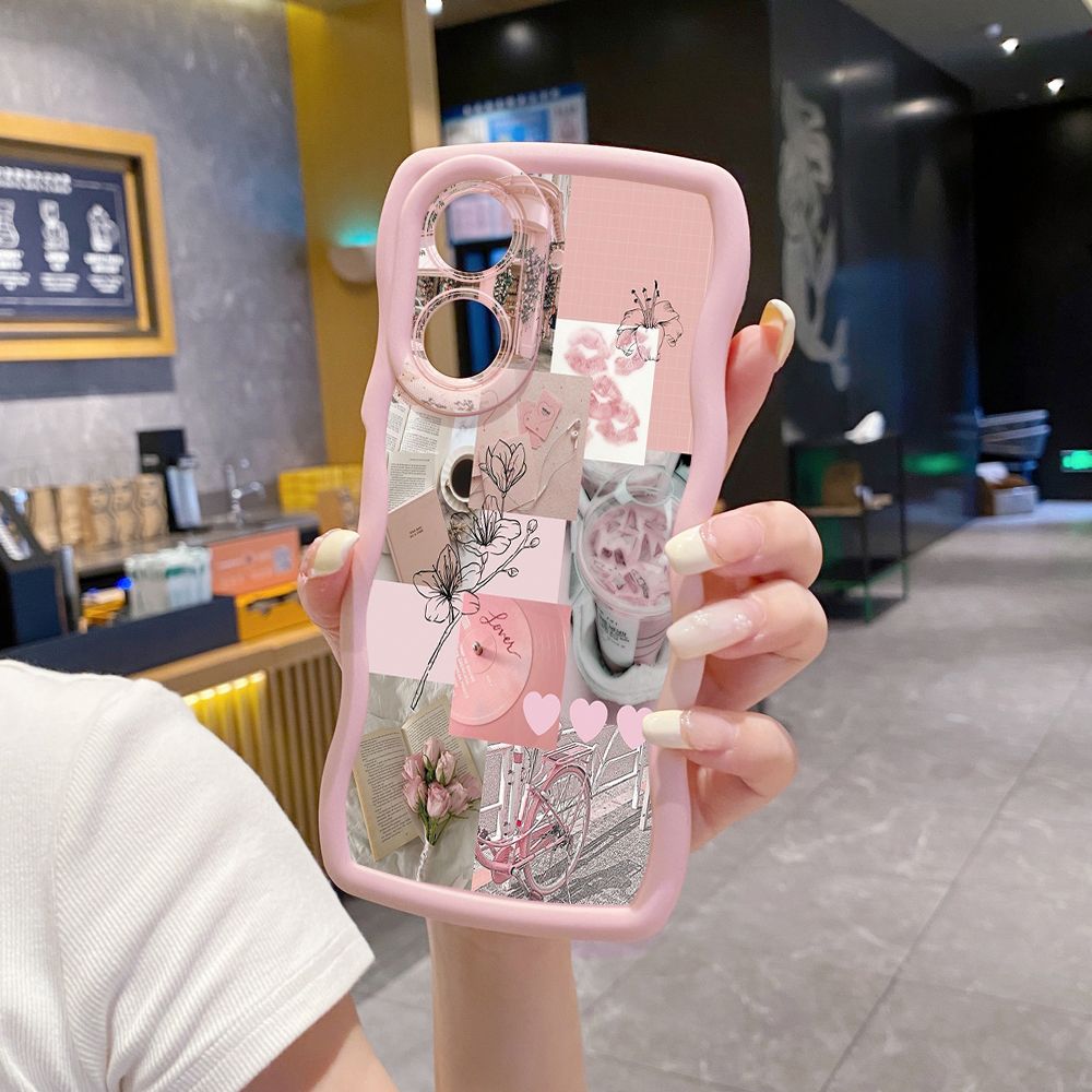For OPPO A60 A18 A38 A17 A16 A57 A77 A59 A98 A78 A58 5G With God all things are Possible Wave Frame Phone Case Anti Drop Cover
