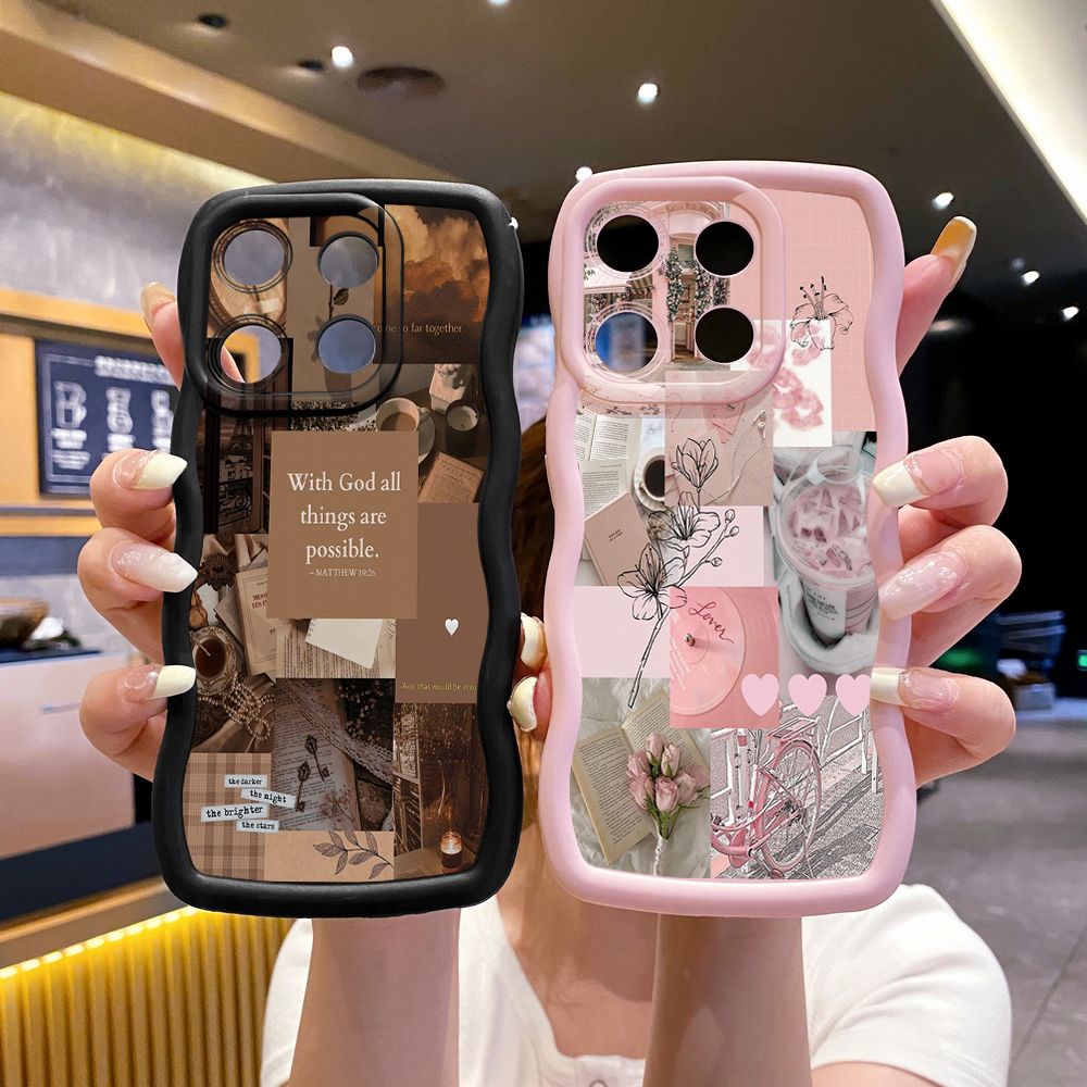 For Xiaomi Redmi Note 13 Pro 5G 12S 12 Turbo 11S 13C 12C With God all things are Possible Wave Frame Phone Case Anti Drop Cover