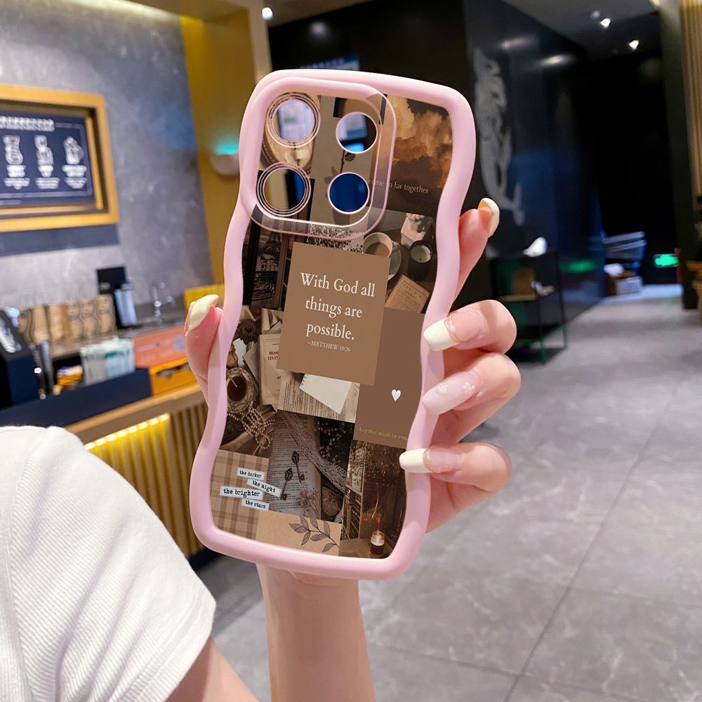For Xiaomi Redmi Note 13 Pro 5G 12S 12 Turbo 11S 13C 12C With God all things are Possible Wave Frame Phone Case Anti Drop Cover
