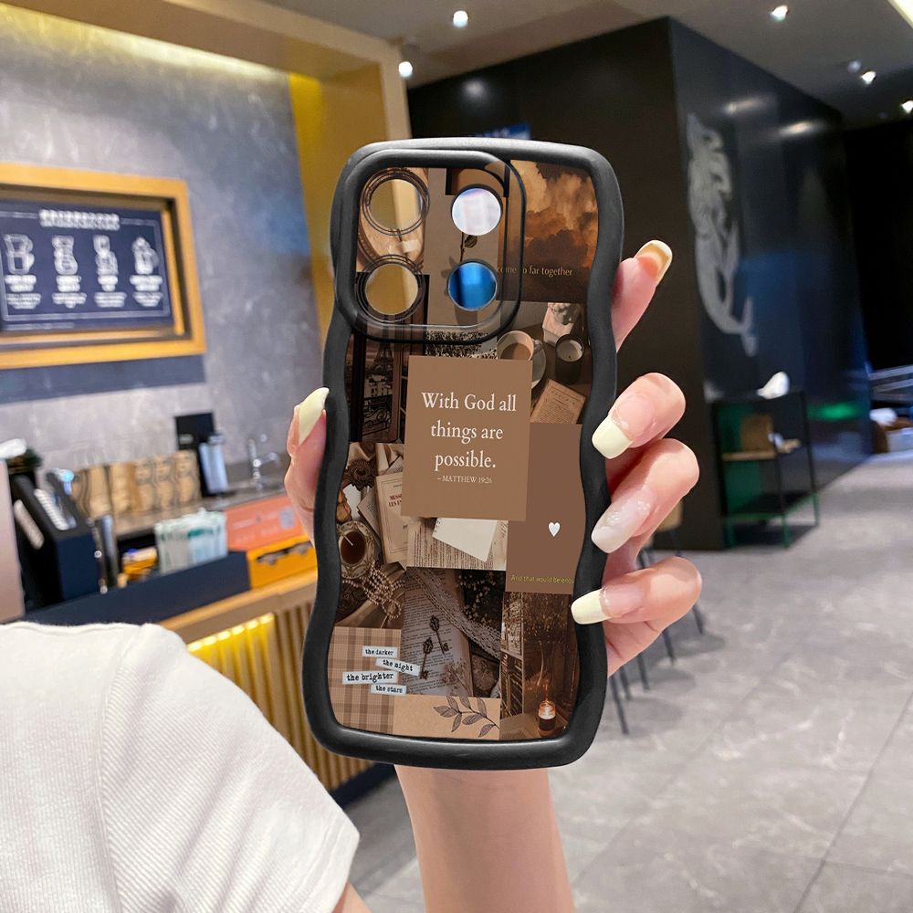 For Xiaomi Redmi Note 13 Pro 5G 12S 12 Turbo 11S 13C 12C With God all things are Possible Wave Frame Phone Case Anti Drop Cover