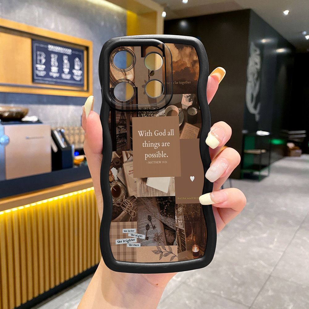For Xiaomi Redmi Note 13 Pro 5G 12S 12 Turbo 11S 13C 12C With God all things are Possible Wave Frame Phone Case Anti Drop Cover