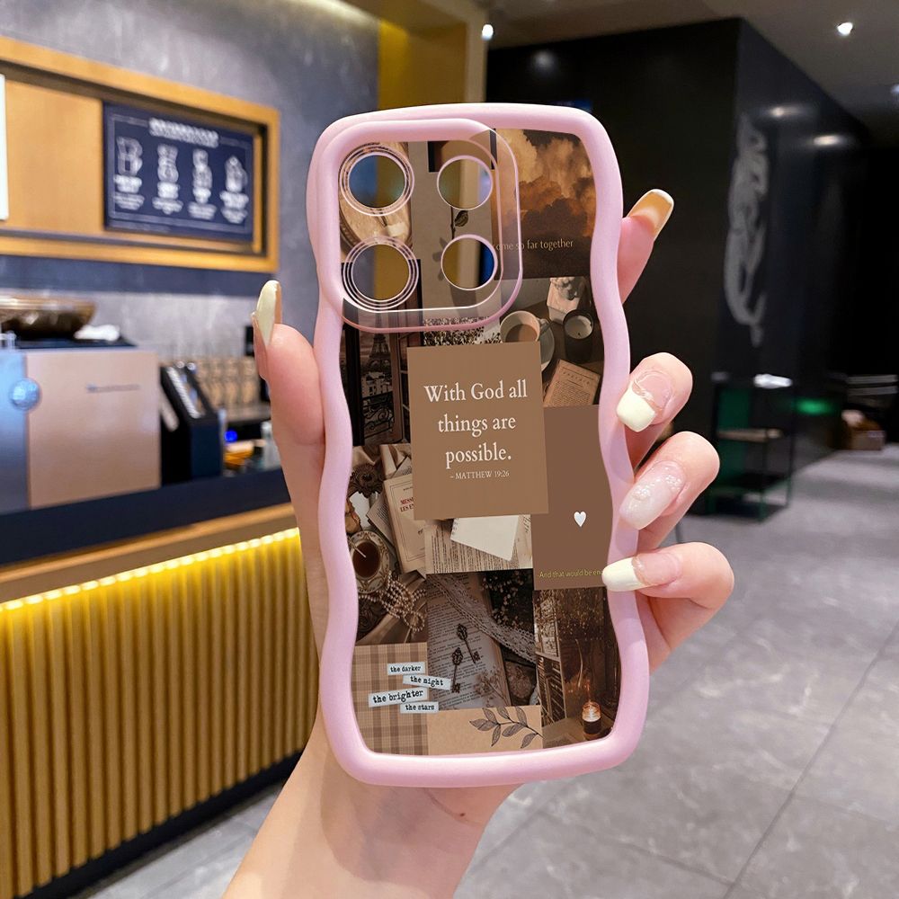 For Xiaomi Redmi Note 13 Pro 5G 12S 12 Turbo 11S 13C 12C With God all things are Possible Wave Frame Phone Case Anti Drop Cover