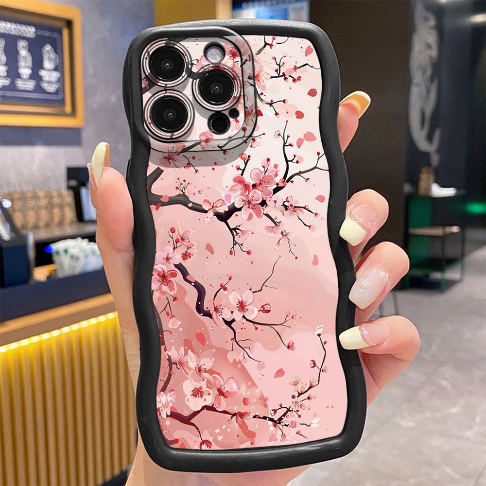 For iPhone 16 Pro Max 15 14 Plus 13 12 11 Pro Max Vintage Flower Retro Wave Frame Phone Case Anti Drop Cover