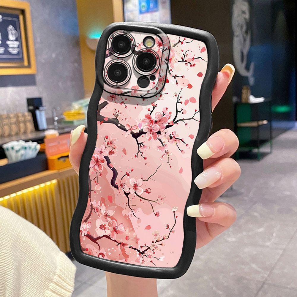 For iPhone 16 Pro Max 15 14 Plus 13 12 11 Pro Max Vintage Flower Retro Wave Frame Phone Case Anti Drop Cover