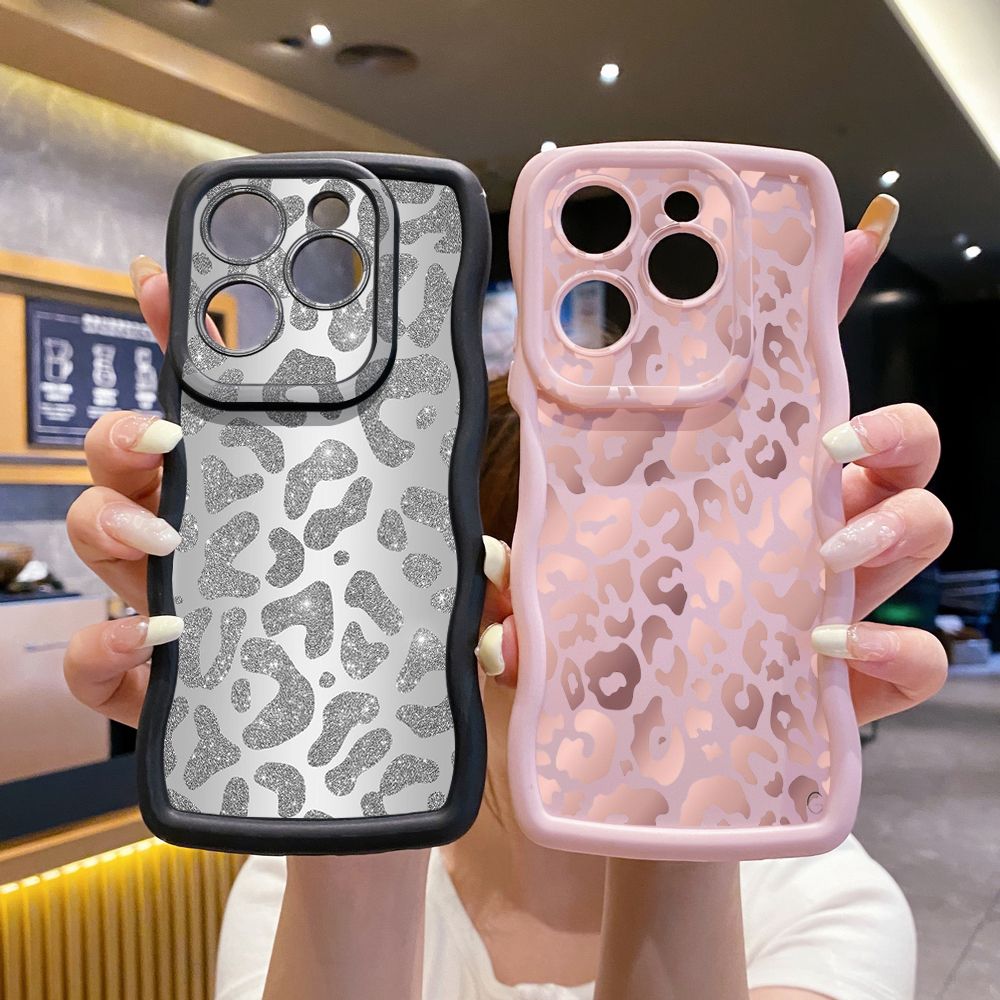 For Tecno Camon 19 Pro NEO 20 30 POP 6 GO 7 Spark GO 2023 8C 9 10 Pro 20C Gradient Leopard Wave Frame Phone Case Anti Drop Cover