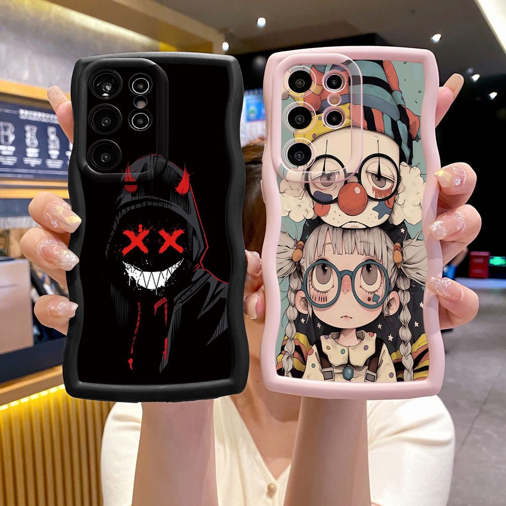 For Samsung Galaxy S24 S23 Ultra S22 Plus S21 FE S20 Cute Evil Clown Girl  Wave Frame Phone Case Anti Drop Cover
