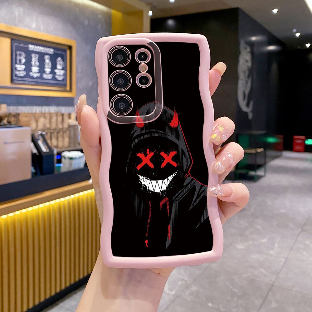 For Samsung Galaxy S24 S23 Ultra S22 Plus S21 FE S20 Cute Evil Clown Girl  Wave Frame Phone Case Anti Drop Cover