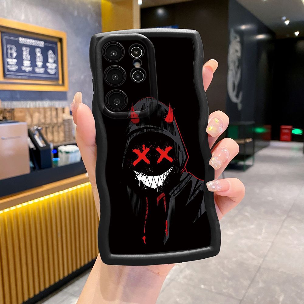 For Samsung Galaxy S24 S23 Ultra S22 Plus S21 FE S20 Cute Evil Clown Girl  Wave Frame Phone Case Anti Drop Cover