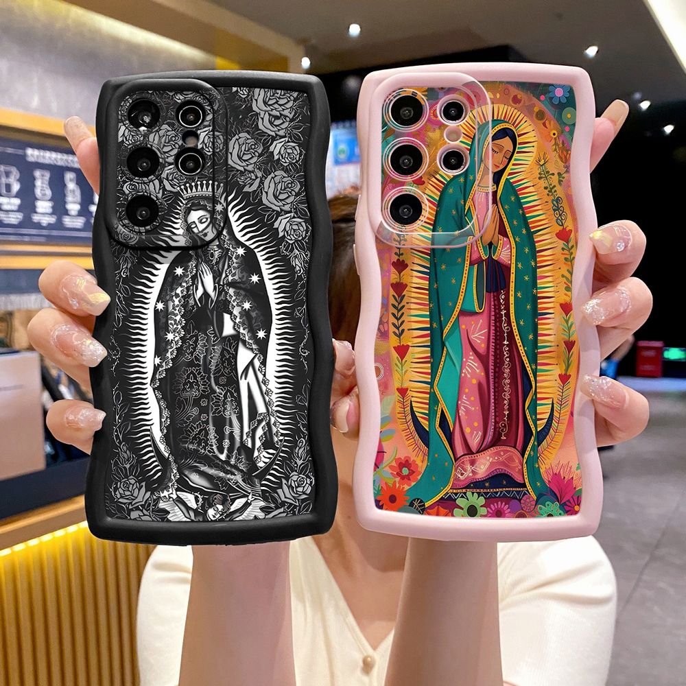 For Samsung Galaxy S24 S23 Ultra S22 Plus S21 FE S20 Girl Prayer Wave Frame Phone Case Anti Drop Cover