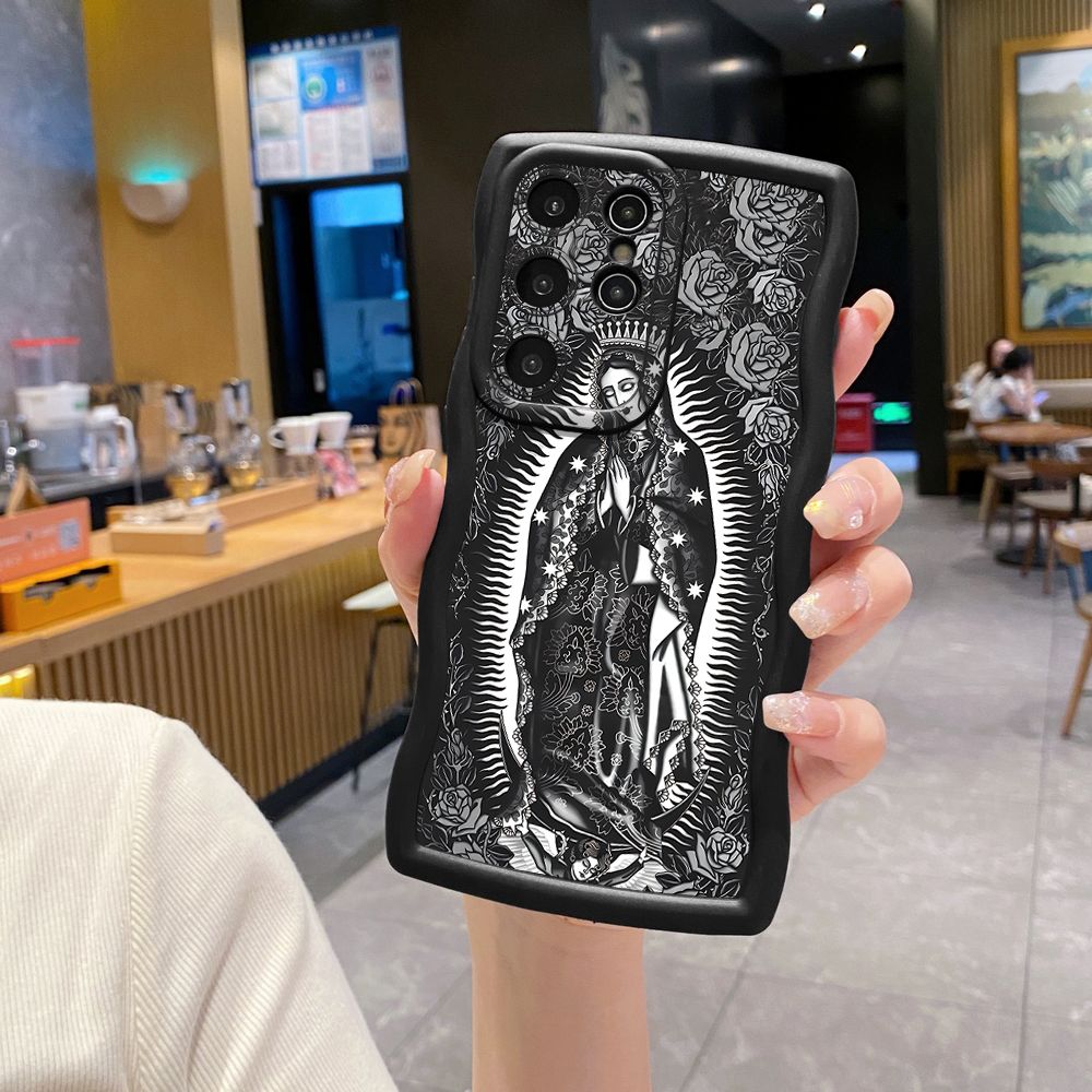 For Samsung Galaxy S24 S23 Ultra S22 Plus S21 FE S20 Girl Prayer Wave Frame Phone Case Anti Drop Cover