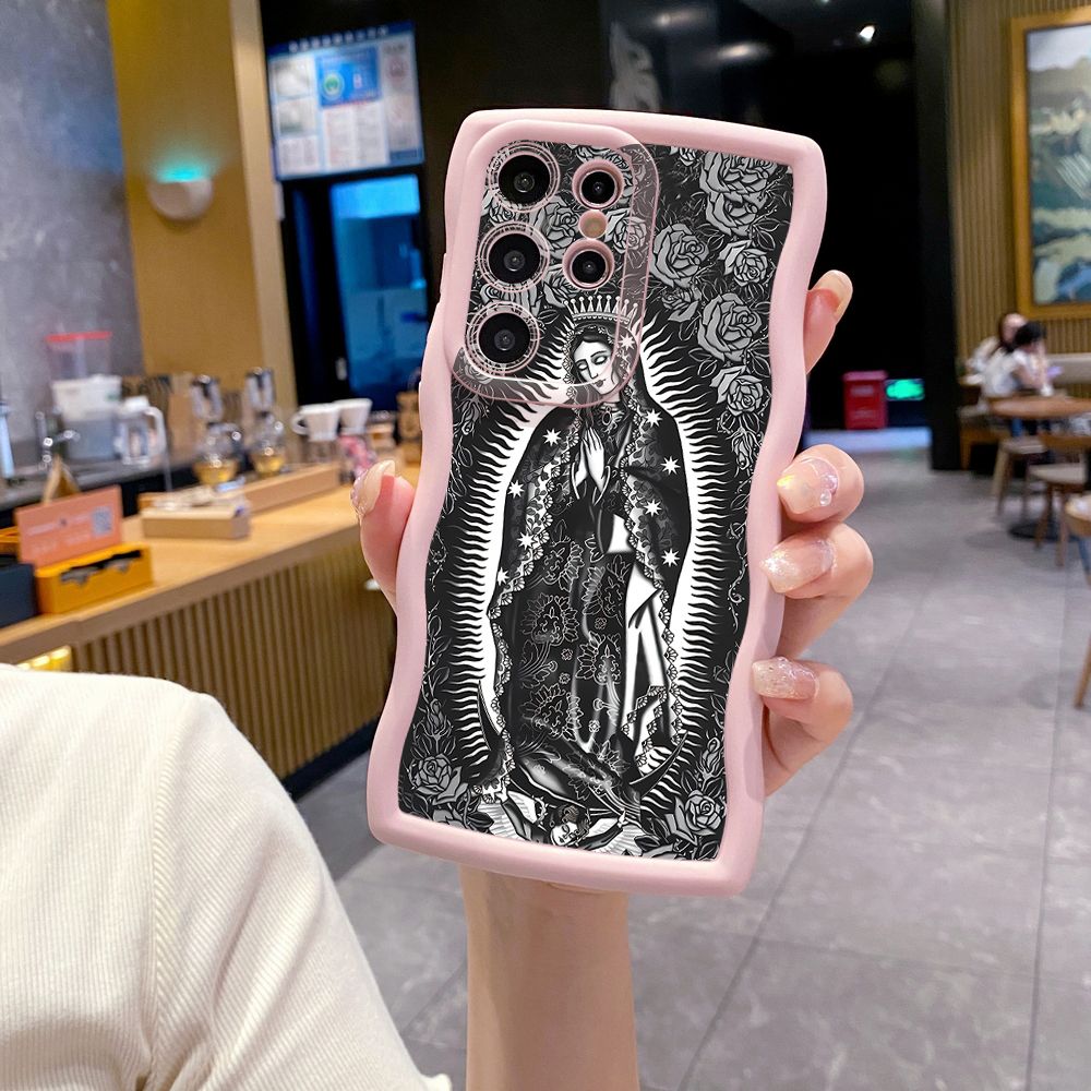 For Samsung Galaxy S24 S23 Ultra S22 Plus S21 FE S20 Girl Prayer Wave Frame Phone Case Anti Drop Cover