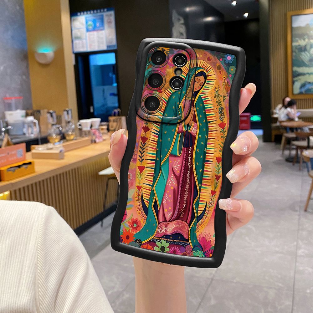 For Samsung Galaxy S24 S23 Ultra S22 Plus S21 FE S20 Girl Prayer Wave Frame Phone Case Anti Drop Cover