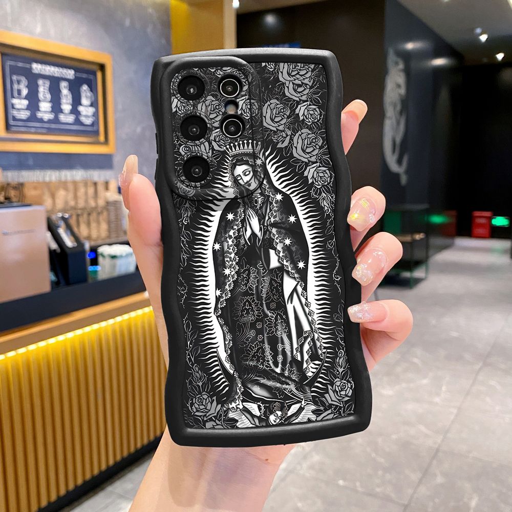 For Samsung Galaxy S24 S23 Ultra S22 Plus S21 FE S20 Girl Prayer Wave Frame Phone Case Anti Drop Cover