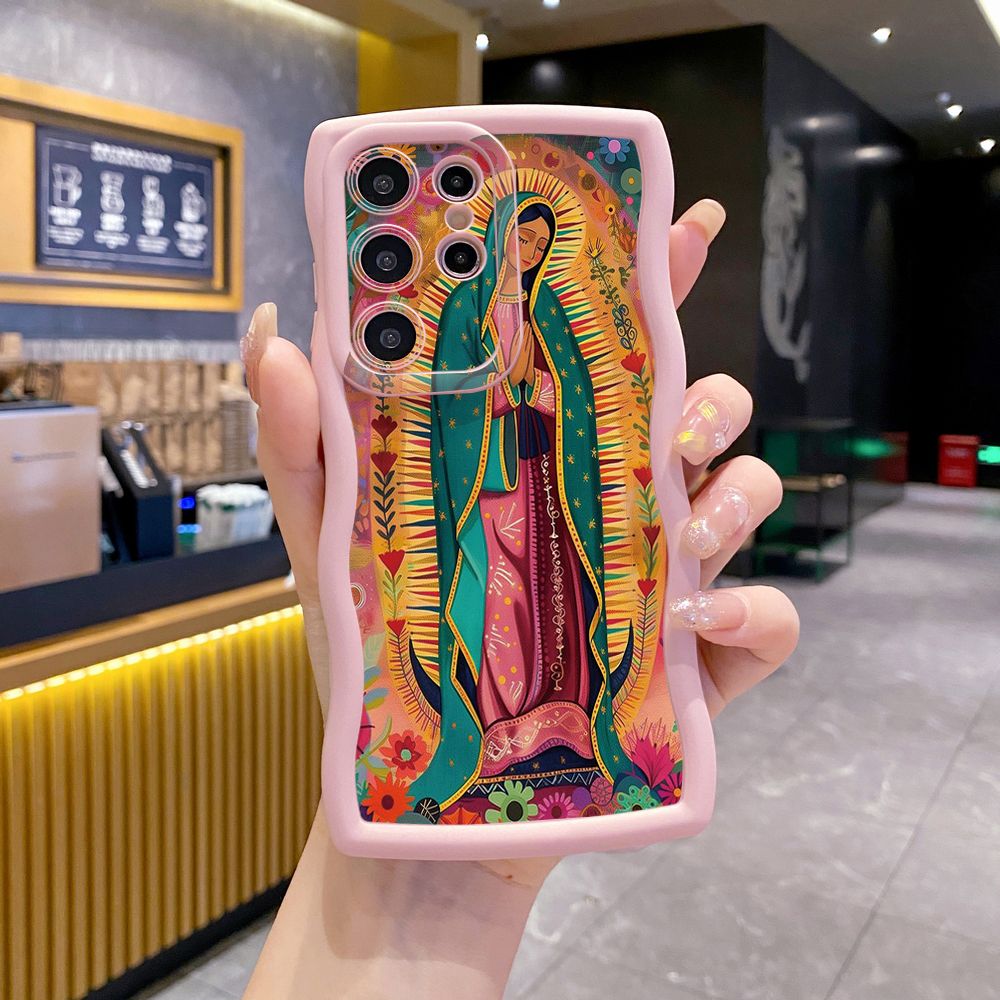 For Samsung Galaxy S24 S23 Ultra S22 Plus S21 FE S20 Girl Prayer Wave Frame Phone Case Anti Drop Cover