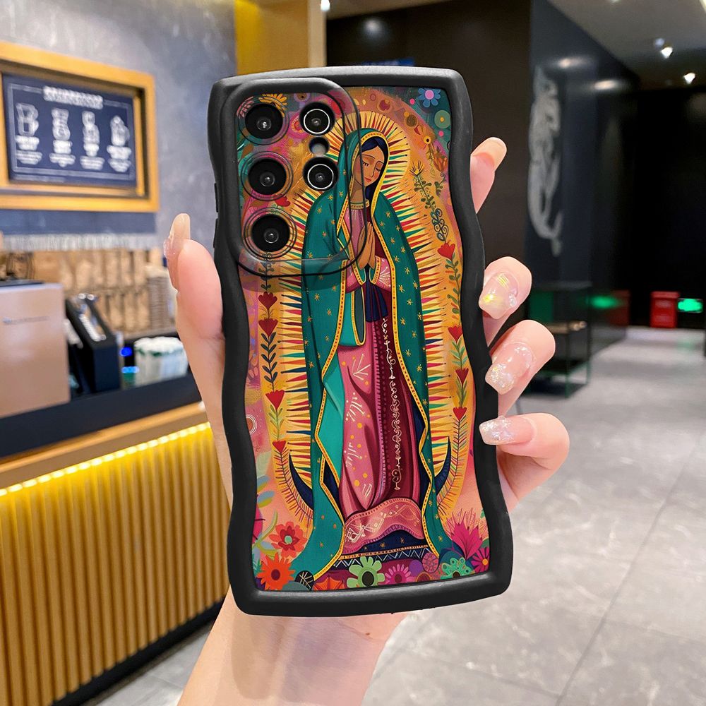 For Samsung Galaxy S24 S23 Ultra S22 Plus S21 FE S20 Girl Prayer Wave Frame Phone Case Anti Drop Cover