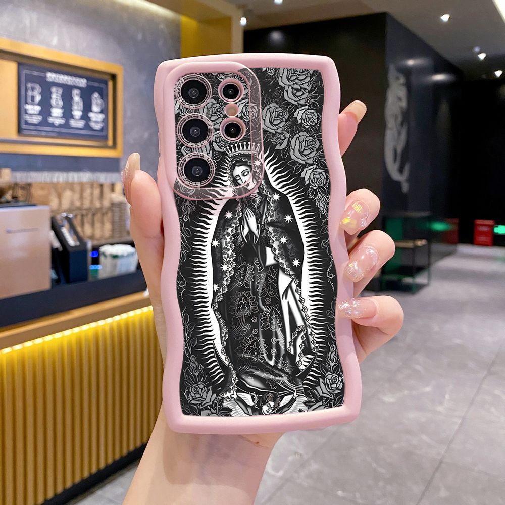 For Samsung Galaxy S24 S23 Ultra S22 Plus S21 FE S20 Girl Prayer Wave Frame Phone Case Anti Drop Cover