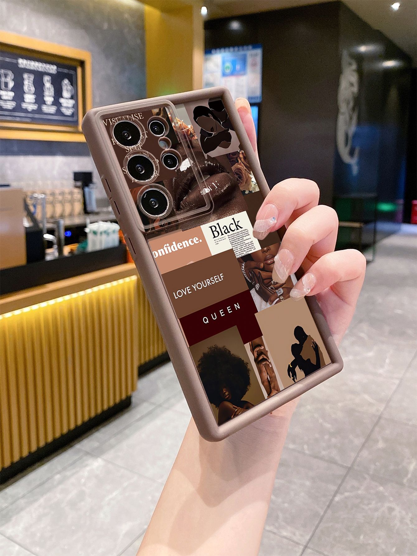 for Samsung Galaxy S24 S23 Ultra S22 Plus S21 FE S20 Cute Coffee Cat Full Protective Phone Case Anti Drop Cover