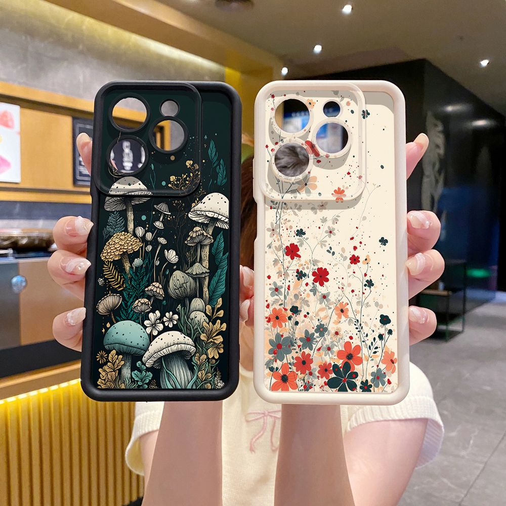 for Infinix Hot 40i 40 Pro 30 Play Note 30 Smart 8 Mushroon Floral Full Protective Phone Case Anti Drop Cover
