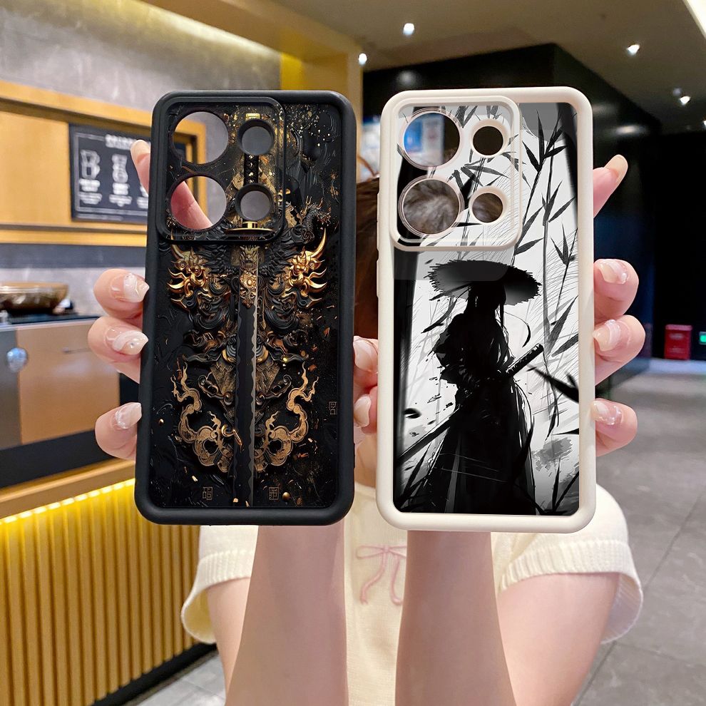 for Xiaomi Redmi Note 13 Pro 5G 12S 4G 12 Turbo 11S 13C 12C Dragon Pattern Sword Full Protective Phone Case Anti Drop Cover