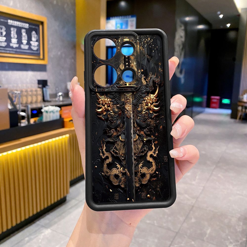 for Xiaomi Redmi Note 13 Pro 5G 12S 4G 12 Turbo 11S 13C 12C Dragon Pattern Sword Full Protective Phone Case Anti Drop Cover