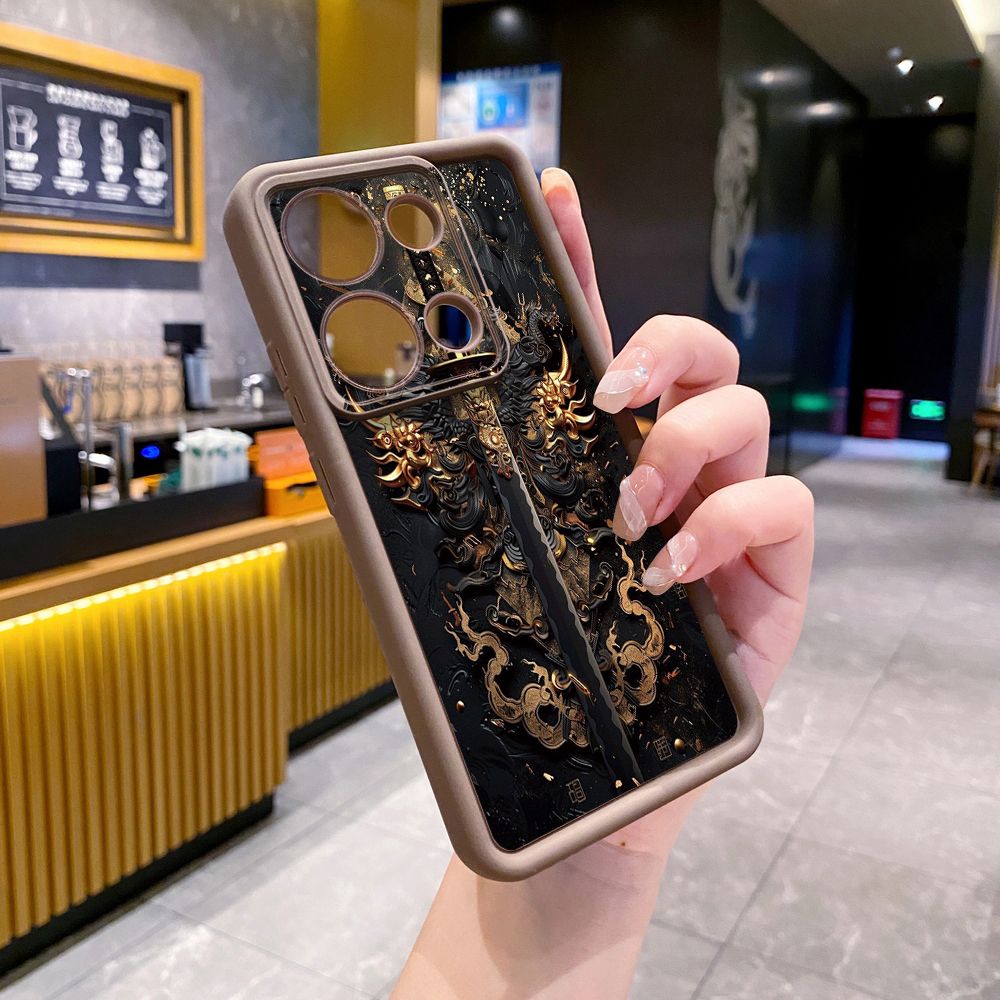 for Xiaomi Redmi Note 13 Pro 5G 12S 4G 12 Turbo 11S 13C 12C Dragon Pattern Sword Full Protective Phone Case Anti Drop Cover