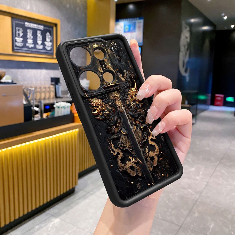 for Xiaomi Redmi Note 13 Pro 5G 12S 4G 12 Turbo 11S 13C 12C Dragon Pattern Sword Full Protective Phone Case Anti Drop Cover