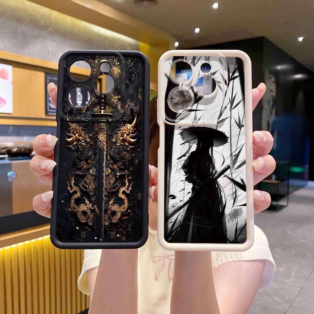 for Infinix Hot 40i 40 Pro 30 Play Note 30 Smart 8 Dragon Pattern Sword Full Protective Phone Case Anti Drop Cover