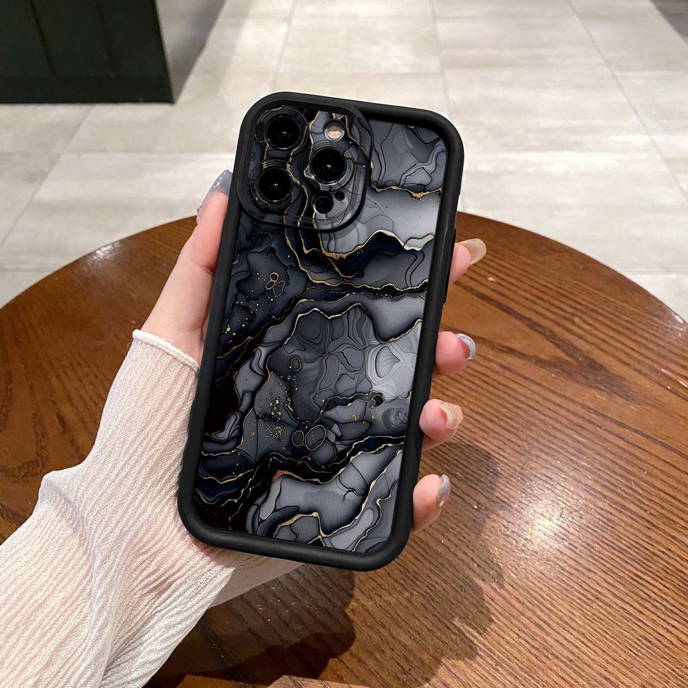 for iPhone 15 Pro Max 14 Plus 13 12 11 XR 8 7 SE 2022 XS Black Pink Marbling Full Protective Phone Case Anti Drop Cover