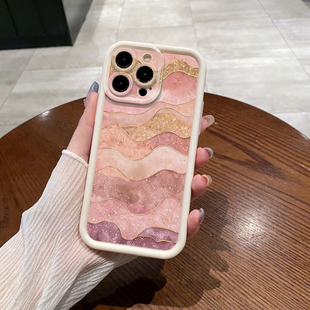 for iPhone 15 Pro Max 14 Plus 13 12 11 XR 8 7 SE 2022 XS Black Pink Marbling Full Protective Phone Case Anti Drop Cover