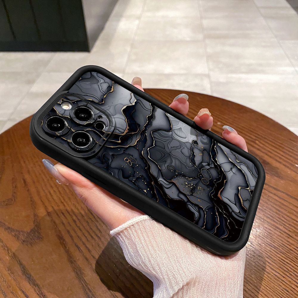 for iPhone 15 Pro Max 14 Plus 13 12 11 XR 8 7 SE 2022 XS Black Pink Marbling Full Protective Phone Case Anti Drop Cover