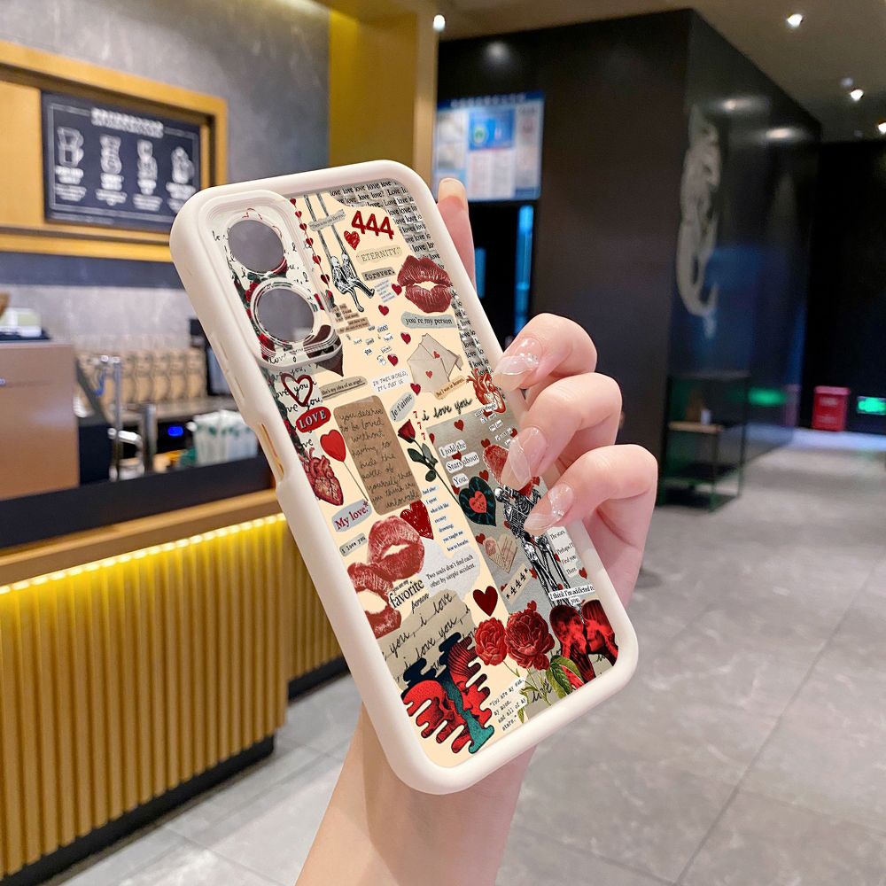 for Realme C67 C53 C51 Note 50 C21Y C25Y C33 C30 C35 9i Blue Art Flower Full Protective Phone Case Anti Drop Cover