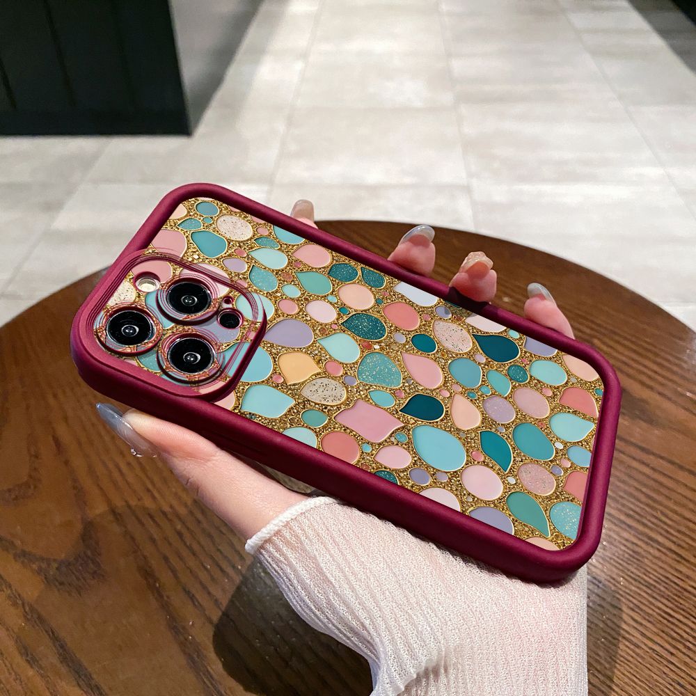 for iPhone 15 Pro Max 14 Plus 13 12 11 XR 8 7 SE 2022 XS Green Jade Print Full Protective Phone Case Anti Drop Cover