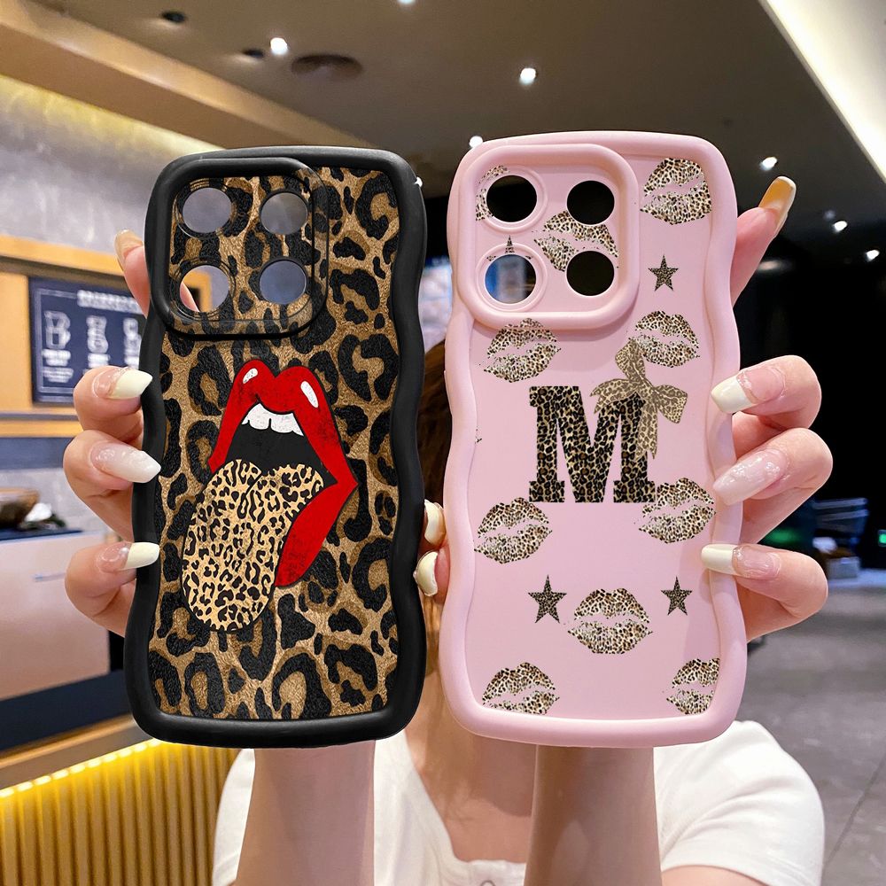 For Xiaomi Redmi Note 13 Pro 5G 12S 12 Turbo 11S 13C 12C Hot Leopard Mouth Wave Frame Phone Case Anti Drop Cover