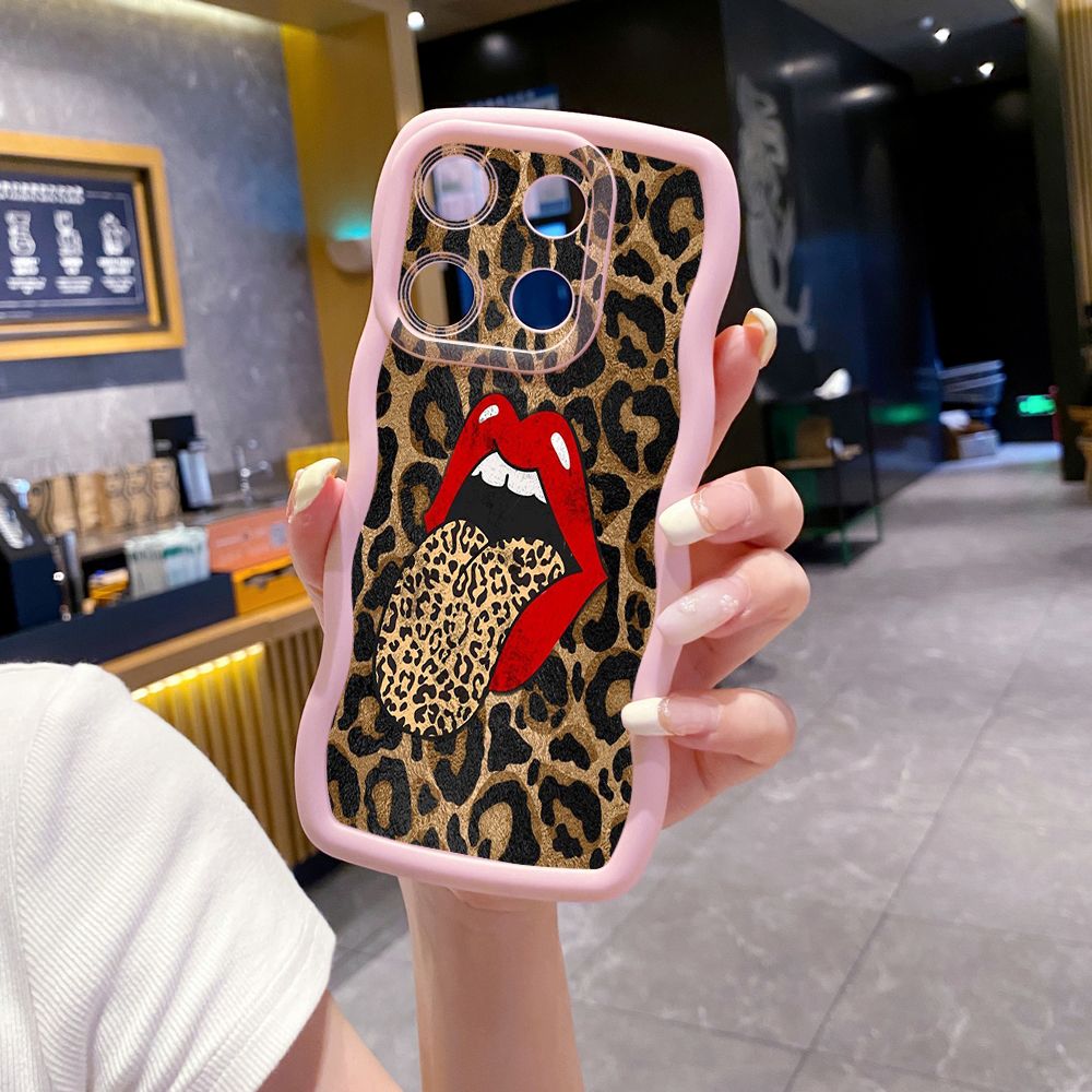 For Xiaomi Redmi Note 13 Pro 5G 12S 12 Turbo 11S 13C 12C Hot Leopard Mouth Wave Frame Phone Case Anti Drop Cover