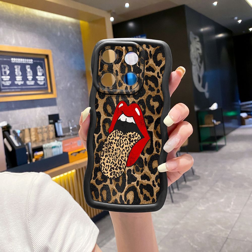 For Xiaomi Redmi Note 13 Pro 5G 12S 12 Turbo 11S 13C 12C Hot Leopard Mouth Wave Frame Phone Case Anti Drop Cover
