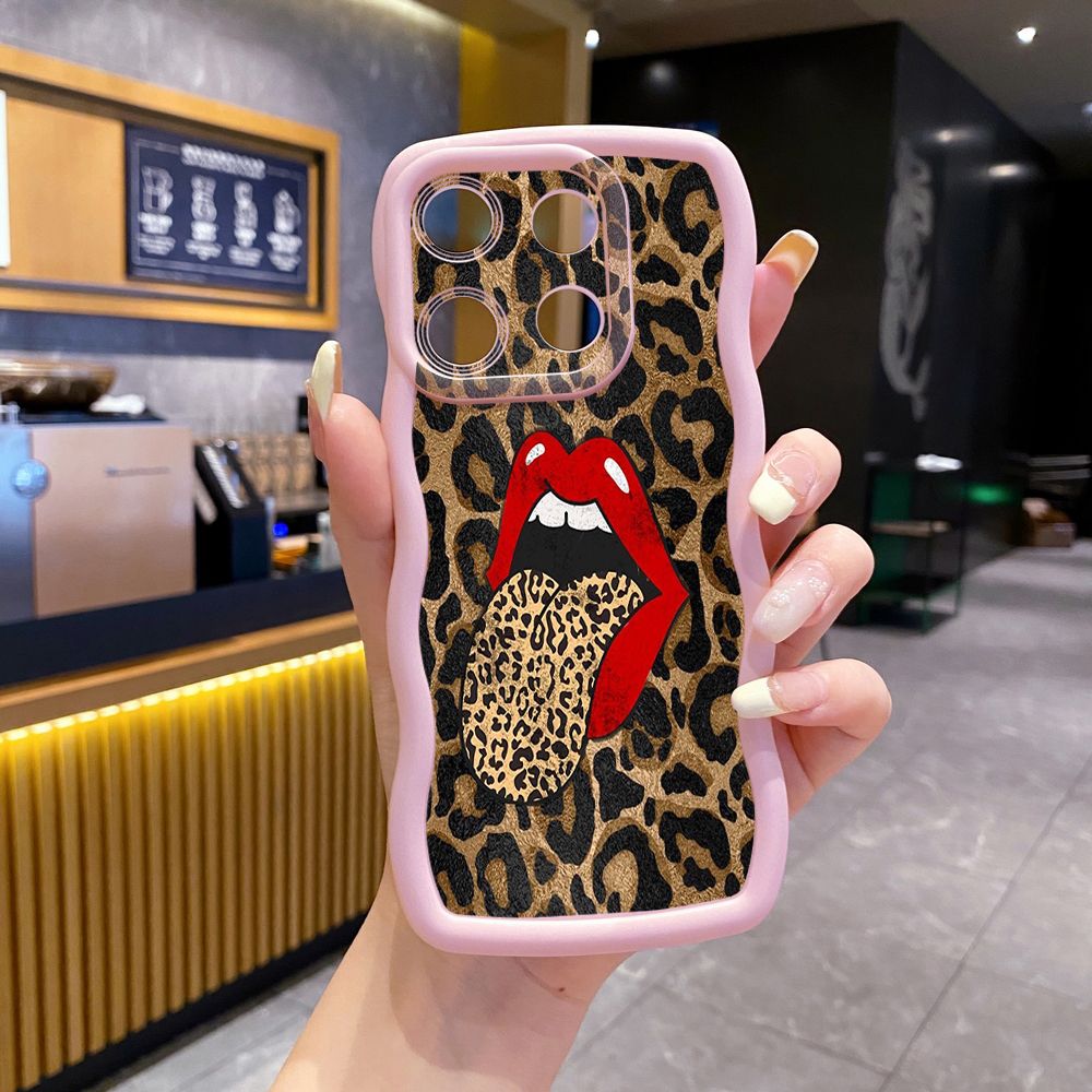 For Xiaomi Redmi Note 13 Pro 5G 12S 12 Turbo 11S 13C 12C Hot Leopard Mouth Wave Frame Phone Case Anti Drop Cover