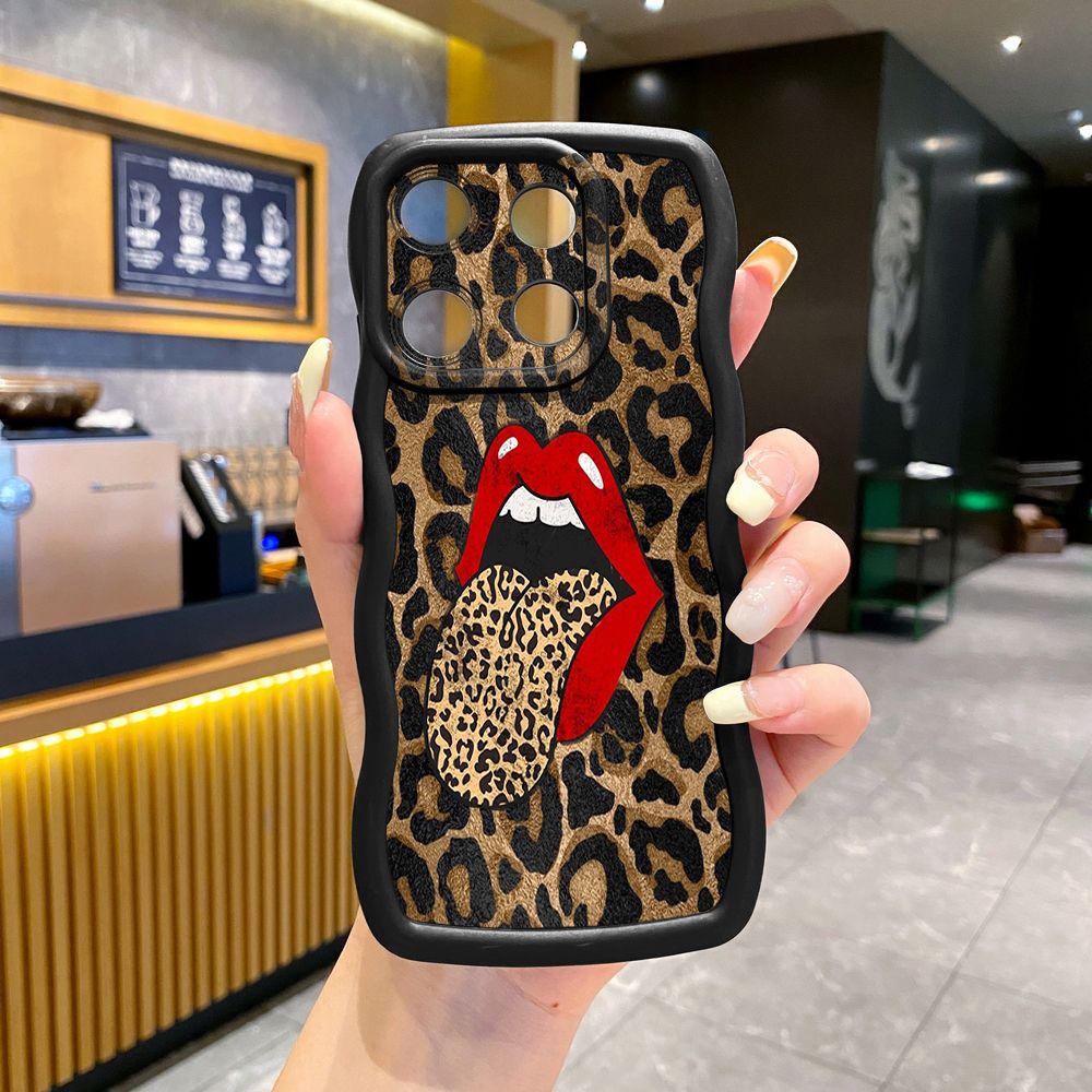 For Xiaomi Redmi Note 13 Pro 5G 12S 12 Turbo 11S 13C 12C Hot Leopard Mouth Wave Frame Phone Case Anti Drop Cover