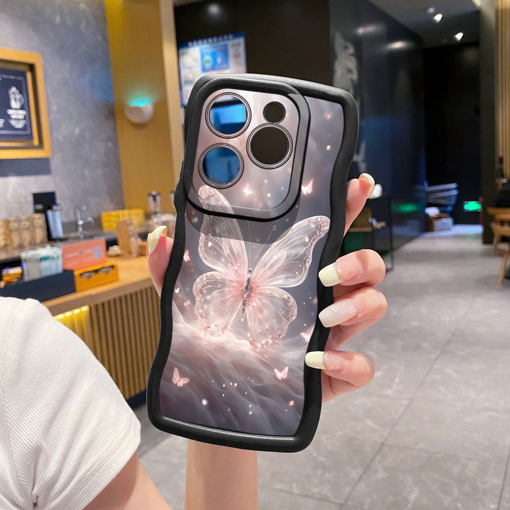 For Tecno Camon 19 Pro NEO 20 30 POP 6 GO 7 Spark GO 2023 8C 9 10 Pro 20C Crystal Butterfly Wave Frame Phone Case Anti Drop Cover
