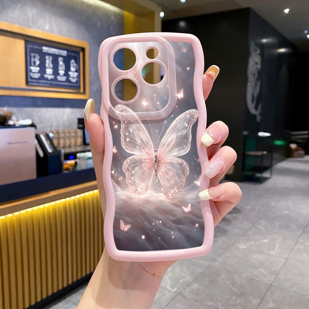 For Tecno Camon 19 Pro NEO 20 30 POP 6 GO 7 Spark GO 2023 8C 9 10 Pro 20C Crystal Butterfly Wave Frame Phone Case Anti Drop Cover