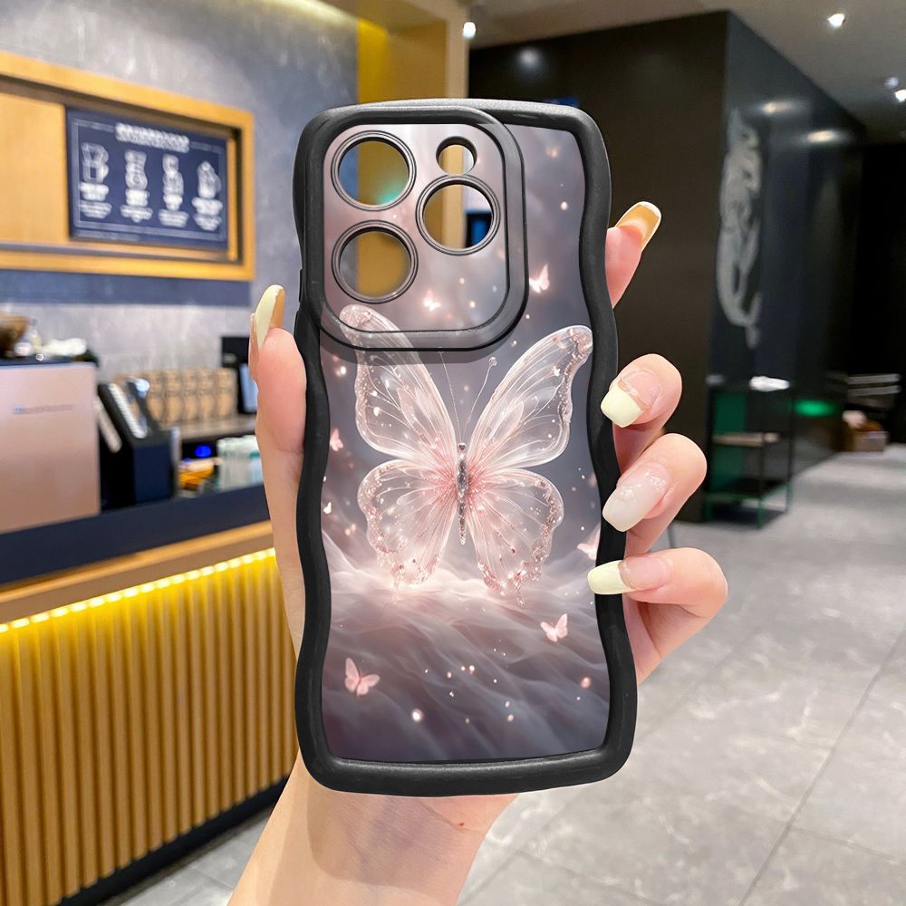 For Tecno Camon 19 Pro NEO 20 30 POP 6 GO 7 Spark GO 2023 8C 9 10 Pro 20C Crystal Butterfly Wave Frame Phone Case Anti Drop Cover