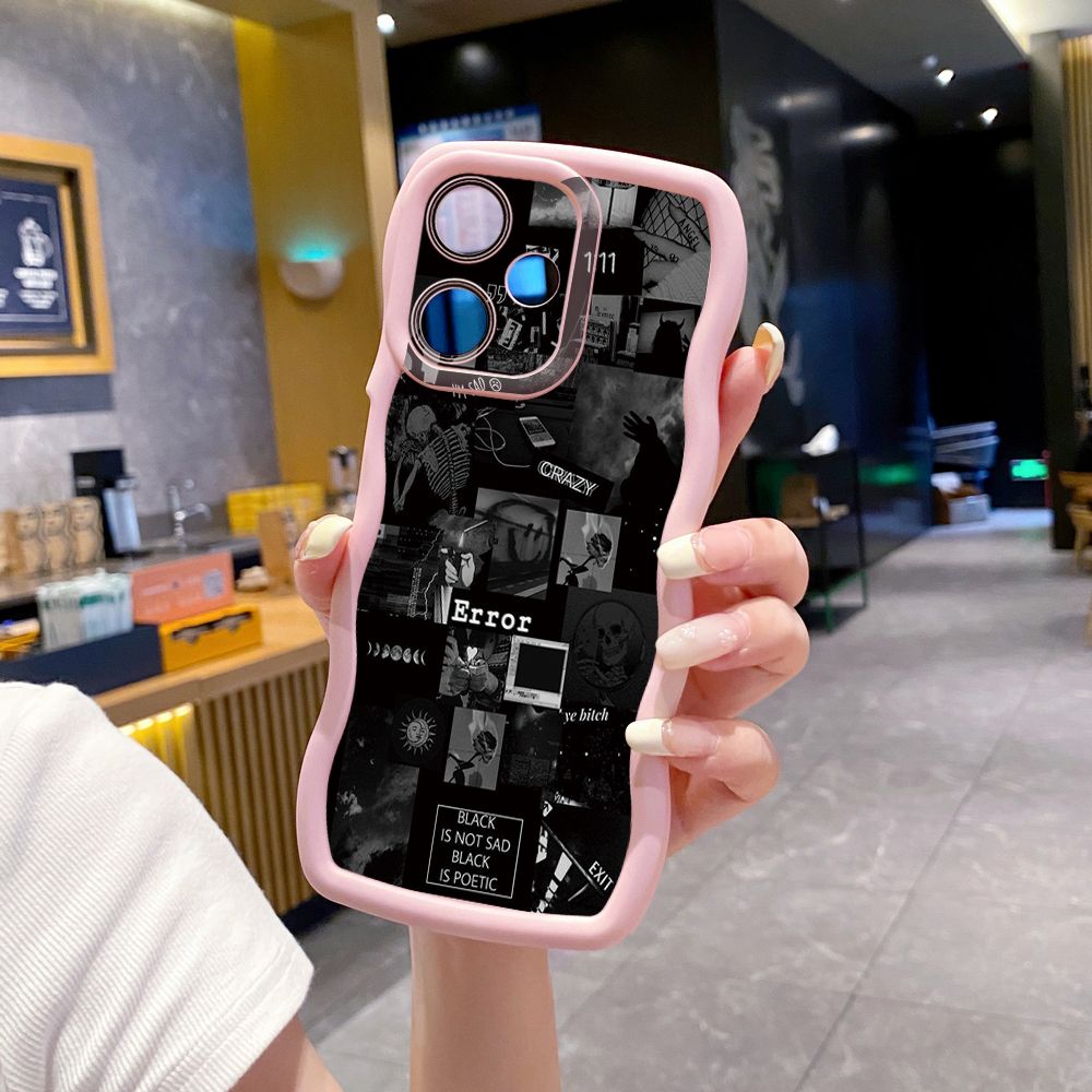 For Infinix Hot 40i 40 Pro Note 30 Play Smart 8 Pro 9 10 Play Lite Poetic Black Wave Frame Phone Case Anti Drop Cover