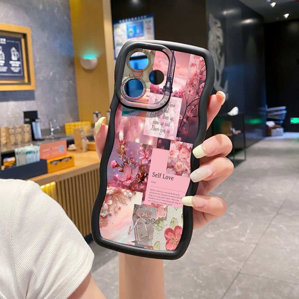 For Infinix Hot 40i 40 Pro Note 30 Play Smart 8 Pro 9 10 Play Lite Poetic Black Wave Frame Phone Case Anti Drop Cover